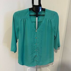 Teal Button-Up Blouse
